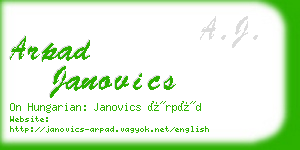 arpad janovics business card